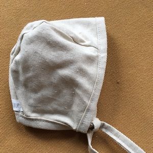 Handmade linen baby bonnet